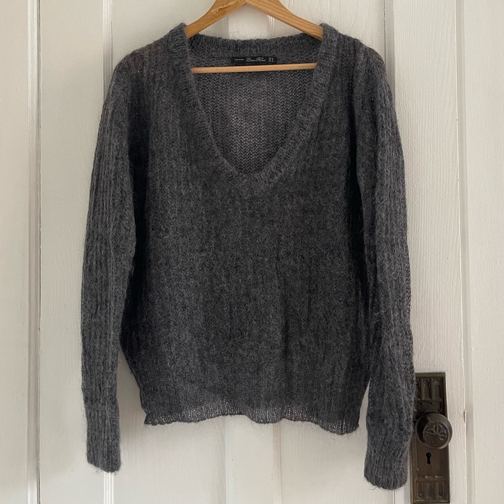 Vintage Zara grey kid mohair V-neck sheer sweater